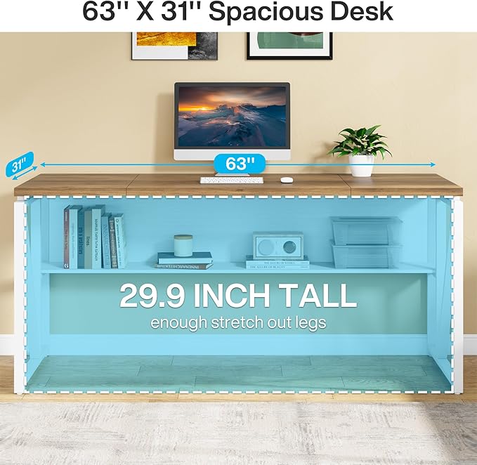 Tribesigns Office Desk with Drawers Sets, 63 inches L Shaped Computer Desk with - Image 7