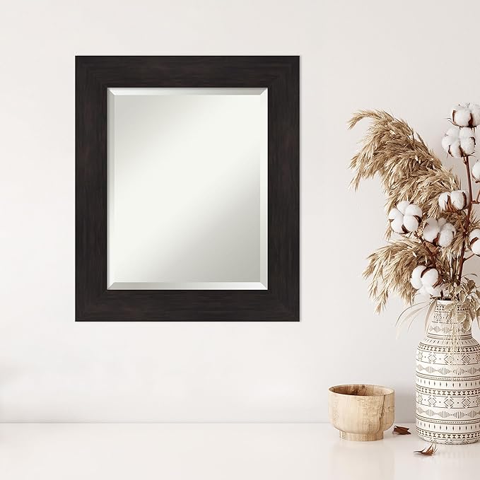 Amanti Art Brown Wall Mirror 26x22 Furniture Espresso Rectangle Bathroom Mirror - Image 5