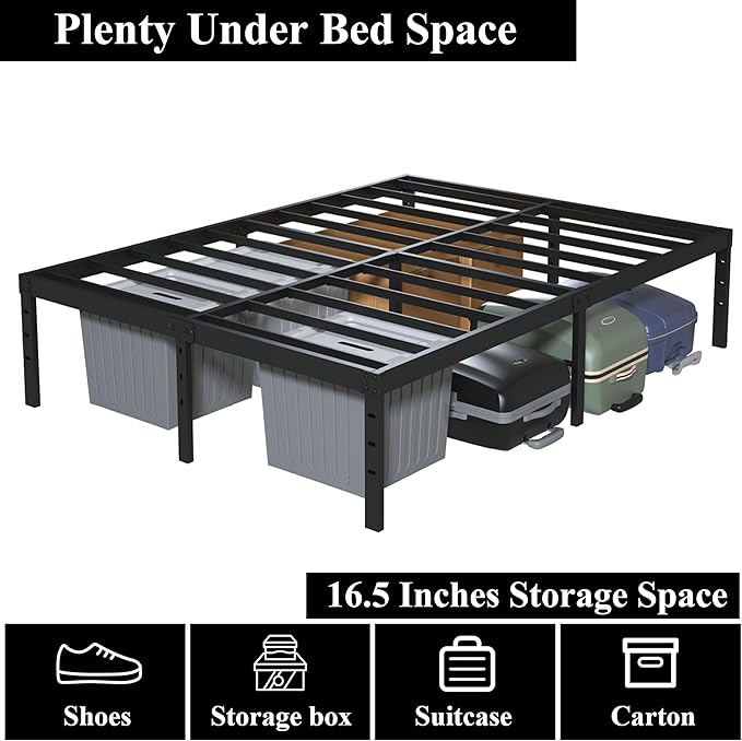 18 Inch Queen Bed Frame No Box Spring Required, Metal Platform Queen Size Bed - Image 6
