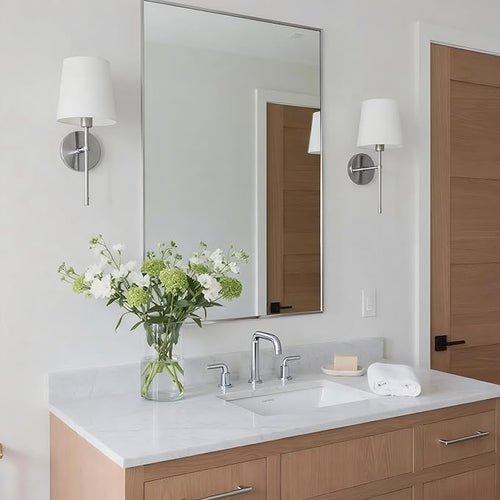 24x36 Inch Nickel Bathroom Mirror - Image 2