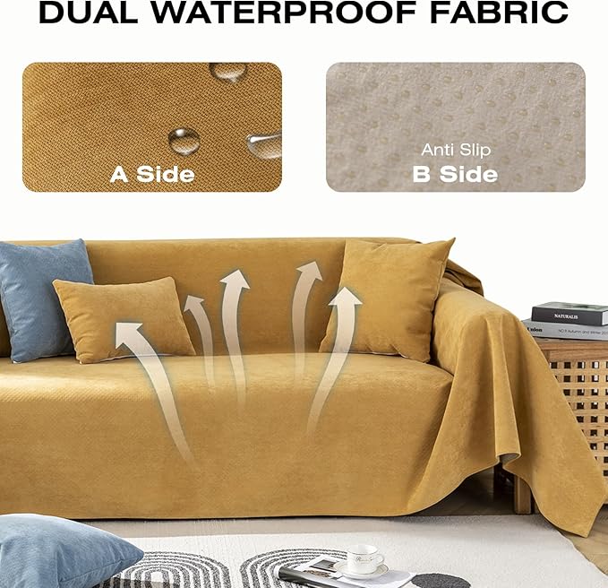 STACYPIK Waterproof Yellow Couch Cover, Non-Slip Sofa Cover - Image 9