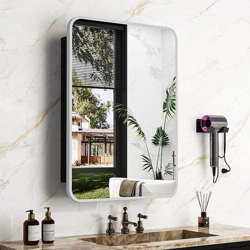 20x28 Inch Brushed Silver Recessed Medicine Cabinet by ACEMIRO