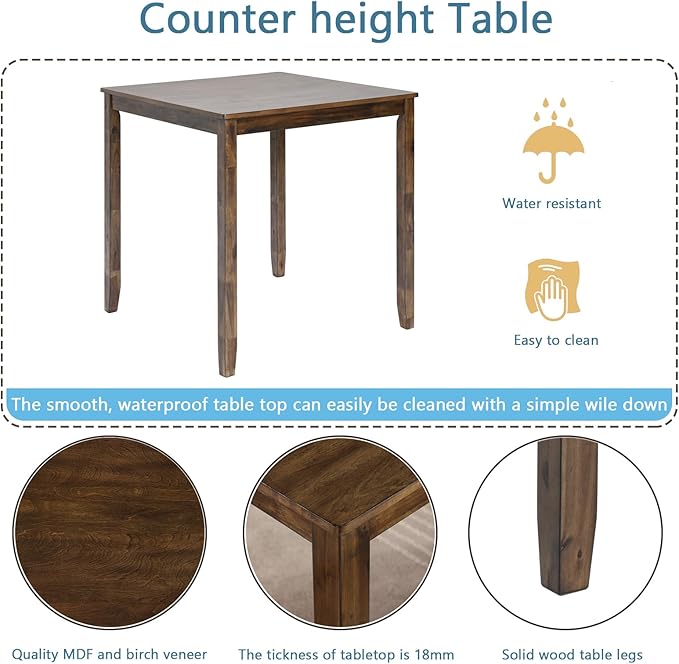 KEIKI 5-Piece Counter Height Dining Table Set - Image 4