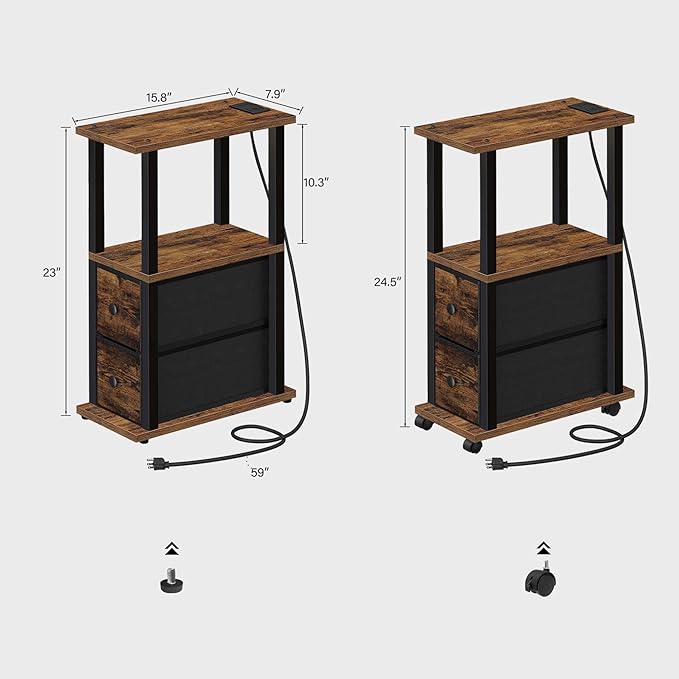 TUTOTAK Small Narrow End Tables, Side Tables - Image 3