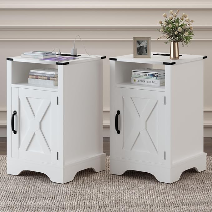 RoyalCraft Nightstand Set of 2, Tall Farmhouse Bedside Table - Image 7