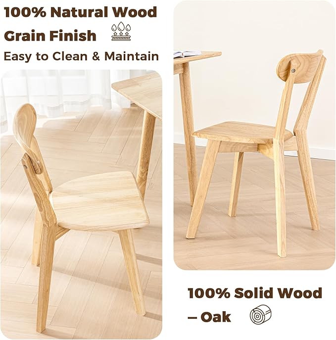 DELAVIN Soild Wood Dining Chairs Set of 6, Mid Century Oak Wood Kitchen Chairs - Image 5