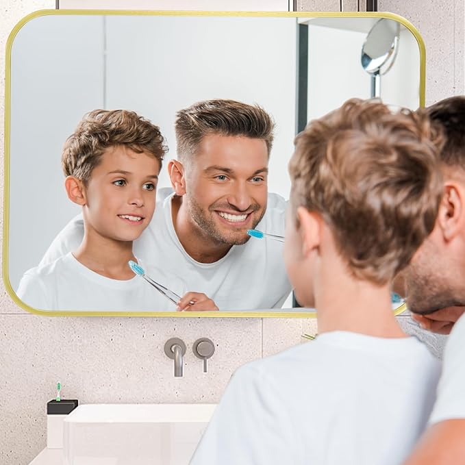 16x20 Inch Gold Mirror, Framed Rectangle Mirror - Image 3