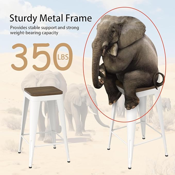 30 inch Backless Bar Stools Set of 4, Indoor Metal Bar Stools - Image 6