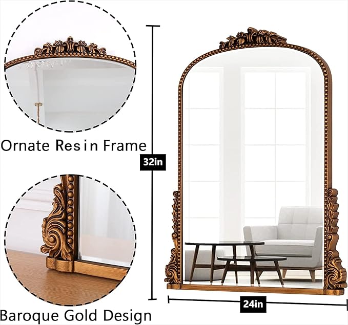 SHYFOY Antiqued Wall Mirror Decorative Vintage Mirrors - Image 4