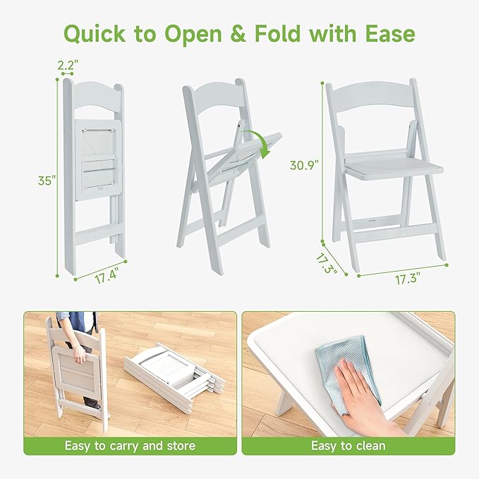 Real Relax Resin Folding Chairs, 4 Sets, Church and Events - Image 3
