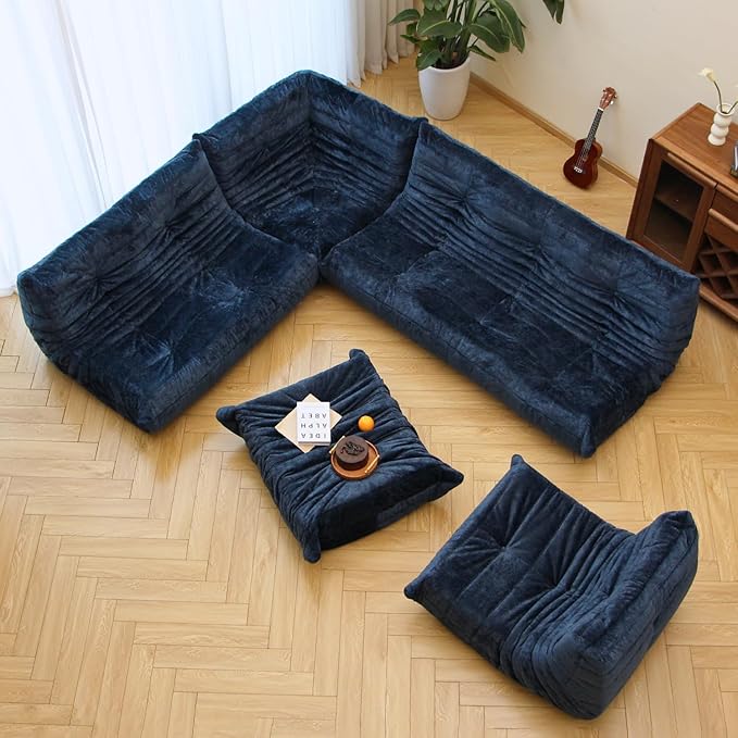 N&V Fireside Chair, Mid Century Armless Floor Sofa, Soft Premium Chenille Floor - Image 4