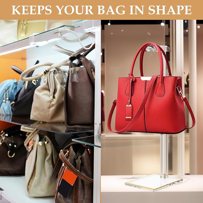 Acrylic Purse Display Stands, Durable Gold Trim Bag Stand Hanging Wallet - Image 5