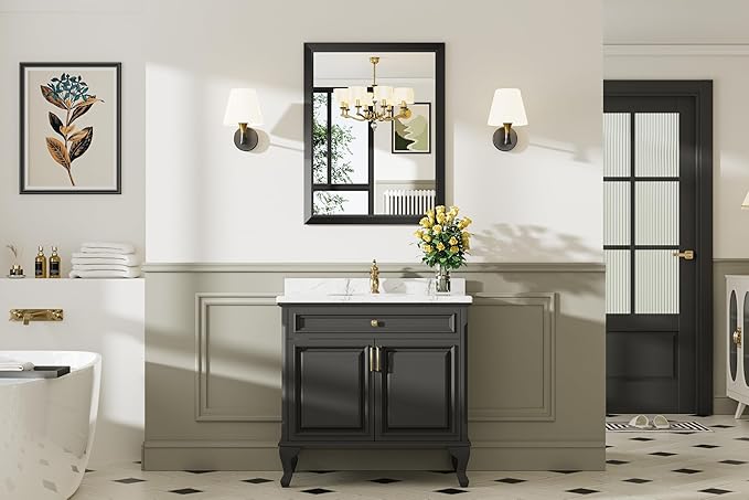 24x32 Inch Black Bathroom Mirror - Image 3