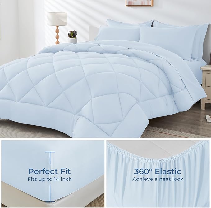 HEVUMYI Light Blue Twin Comforter Set - Image 3
