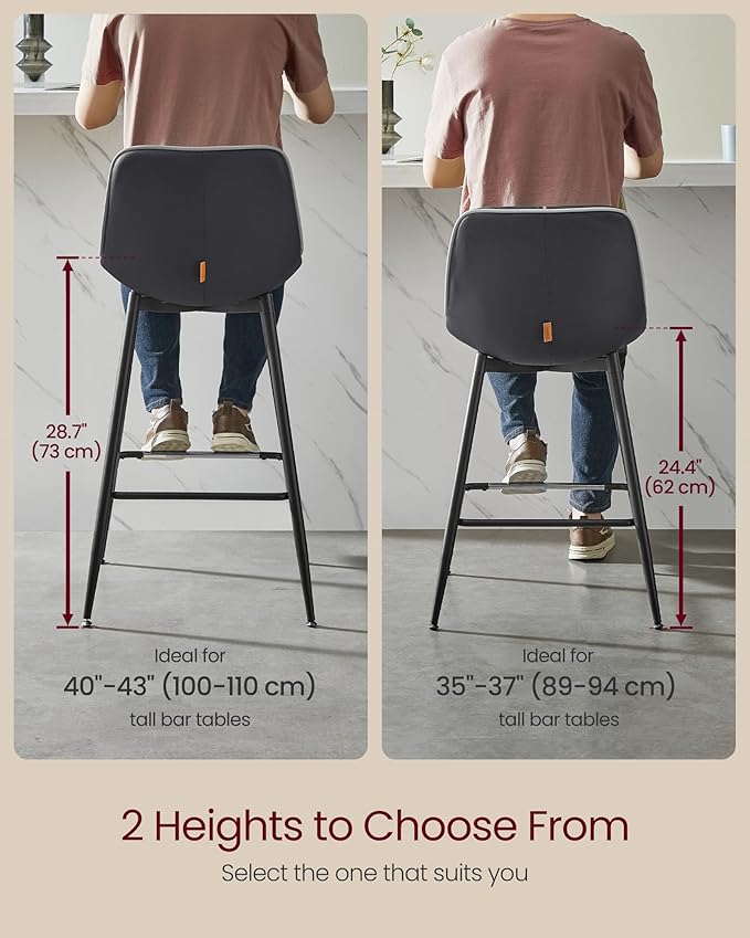VASAGLE Bar Stools Set of 2, Counter Height Bar Stools - Image 2