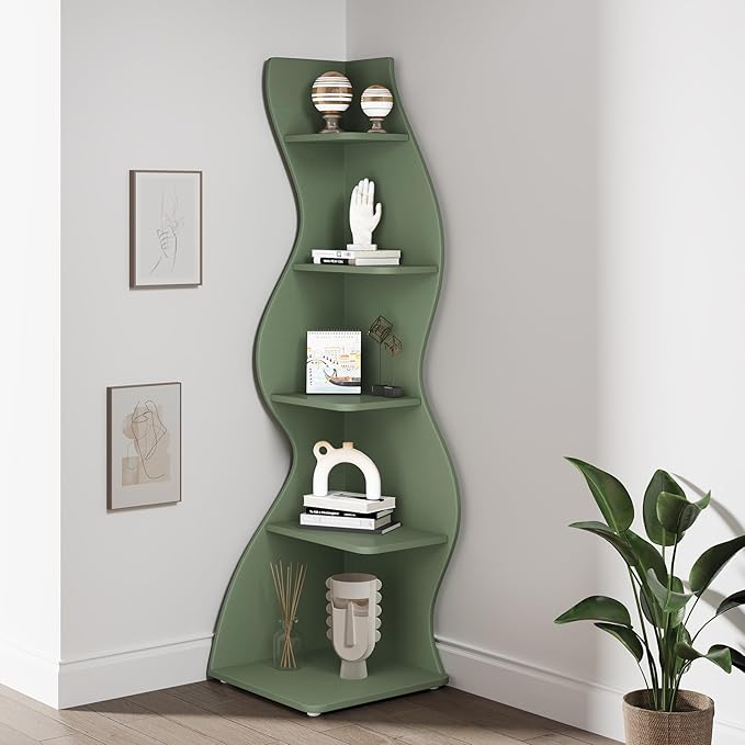 Tribesigns Corner Shelf, Modern 5-Tier Wall Corner Bookshelf, Stylish Corner - Image 5