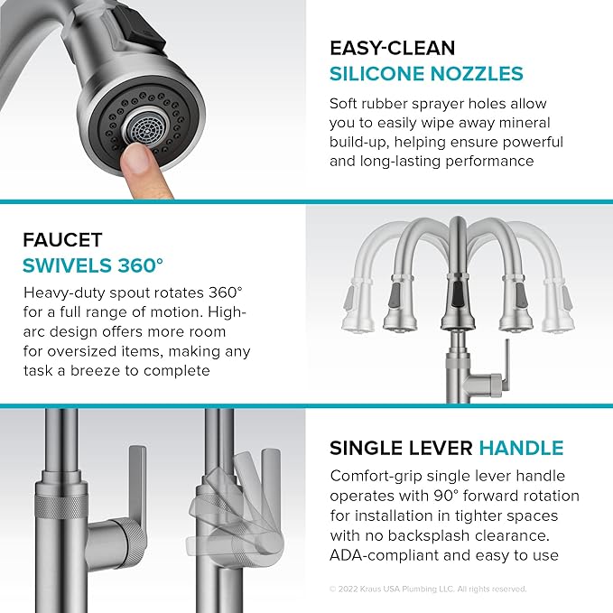 KRAUS Allyn Industrial Pull-Down Single Handle Kitchen Faucet in Chrome - Image 10