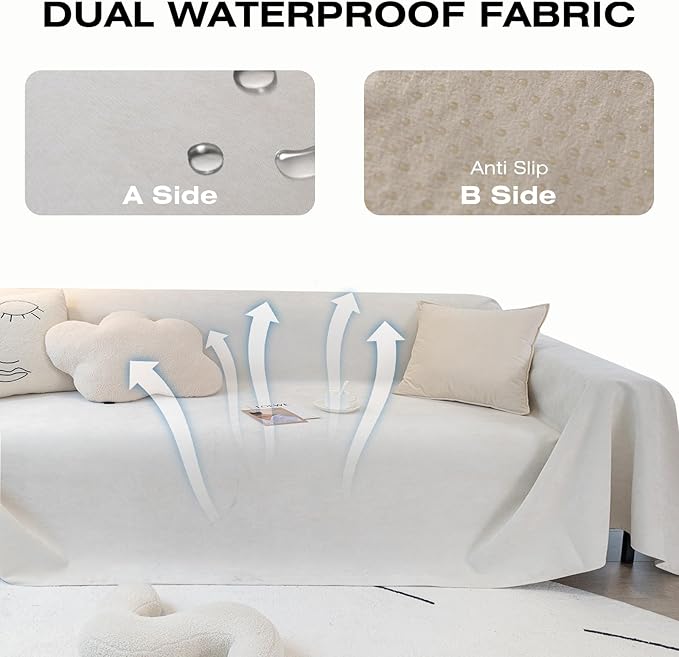 STACYPIK Waterproof White Sofa Cover, Anti-Scratch Pet Sofa Cover - Image 8