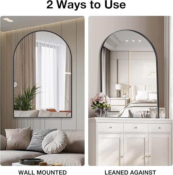 Brightify Arched Mirror, Arched Wall Mirror, 22 x 30 Inch Black Arch Mirror - Image 6