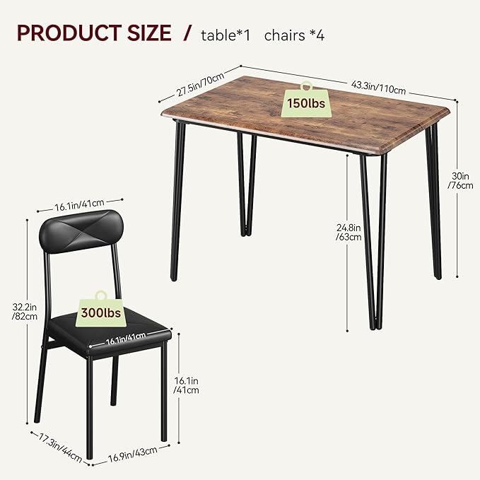 IDEALHOUSE Dining Table Set for 4, Kitchen Table - Image 7