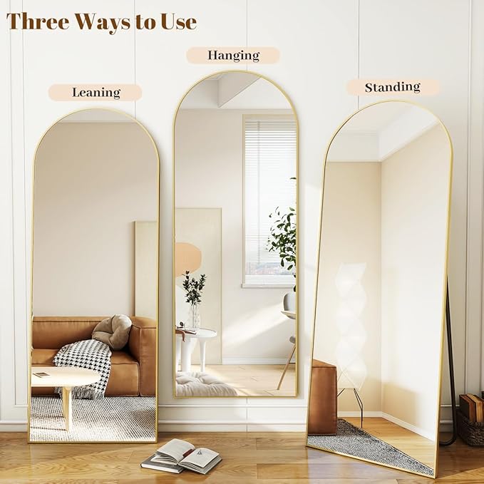 Koonmi 34"x76" Arched Full Length Mirror, Vanity Mirror - Image 6