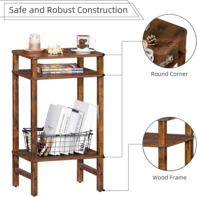 28in Tall Side Table 3-Tier Small Narrow End Table - Image 5