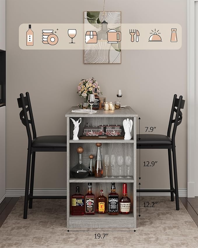 GAOMON 3 Piece Bar Table Set for 2, Bar Table and Chairs Set - Image 4