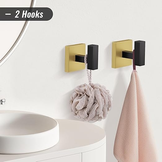 YACVCL Towel Bar Set, 5-Piece Black and Gold Bathroom Hardware Set, SUS304 - Image 5
