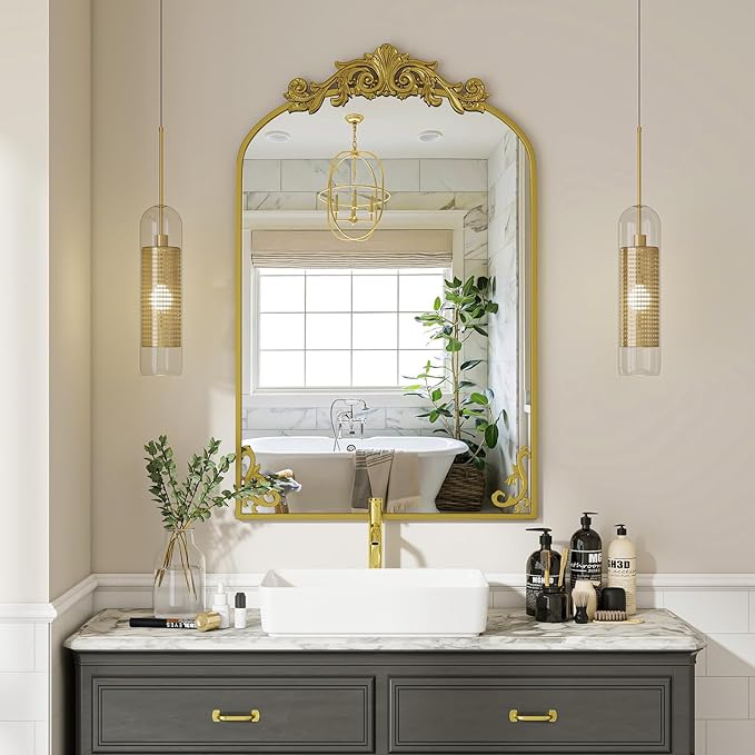 26x38 inch Vintage Arched Bathroom Mirror - Image 6