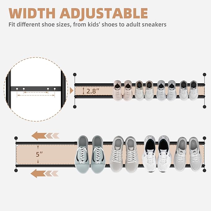STORAGE MANIAC Long Expandable Shoe Rack, 12 Pairs Metal Wide Stackable Shoe - Image 4