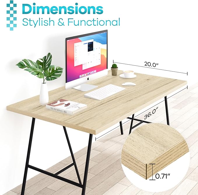 Kaboon Universal Tabletop 36"x20", Solid One-Piece Melamine Table Top, L-Desk - Image 4