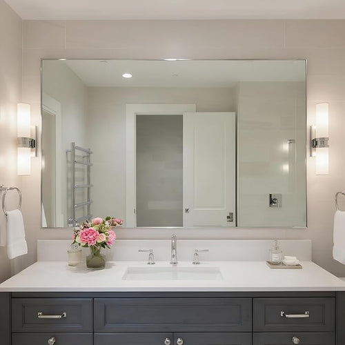 24x40 Inch Nickel Bathroom Mirror by Bonverre