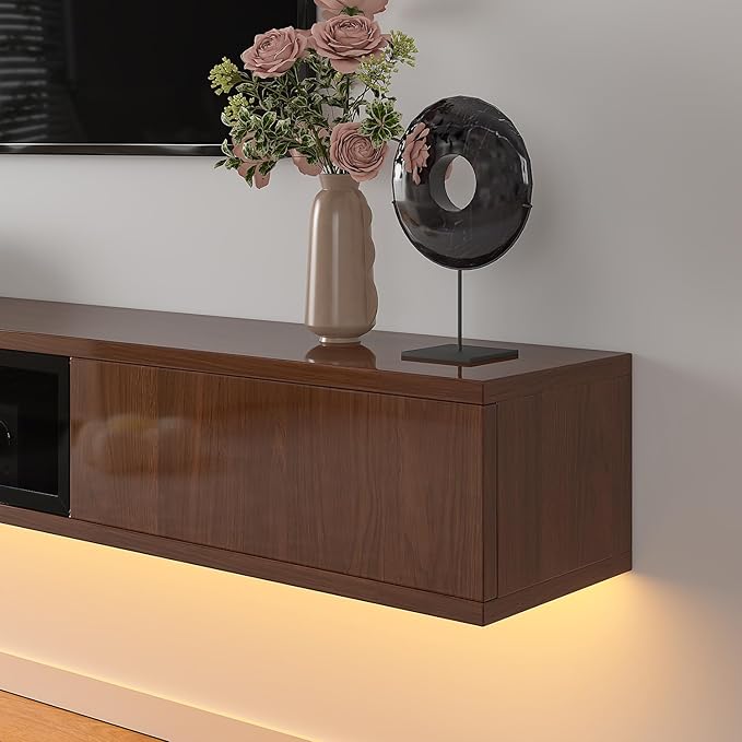 High Gloss Floating TV Stand, Under TV Floating Shelf, Floating TV Cabinet - Image 6