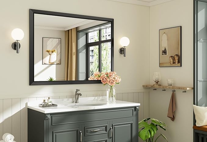 48x36 Inch Black Bathroom Mirror - Image 9