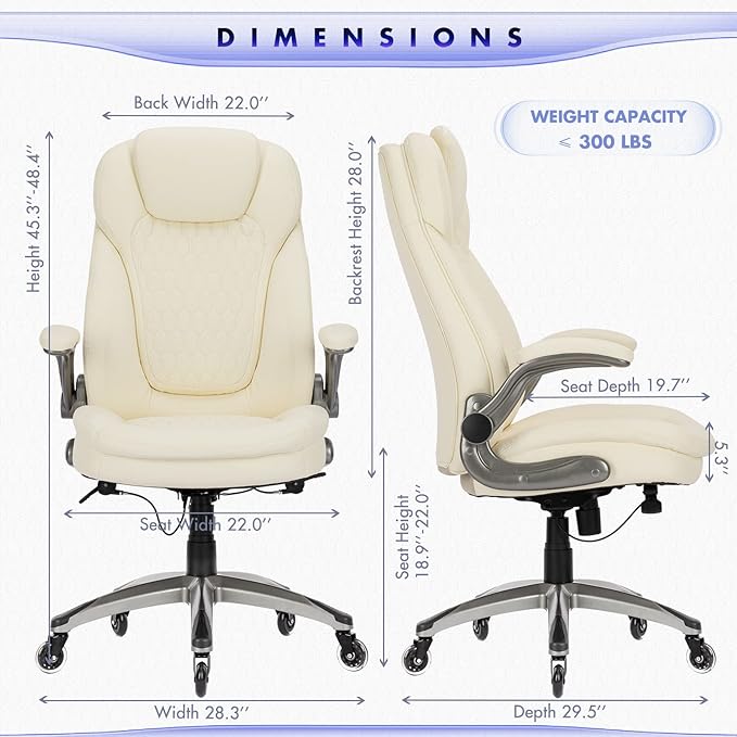 Executive Office Chair-Ergonomic Computer Desk Chair, High Back Leather Chair - Image 3