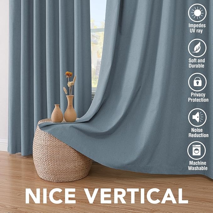 H.VERSAILTEX Linen Blackout Curtains 54 Inches Long 100% Blackout Thermal - Image 7