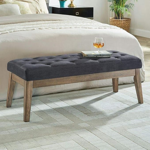24KF Velvet Upholstered Buttons Tufted Entryway Bench by WEMARTHOMEDECOR