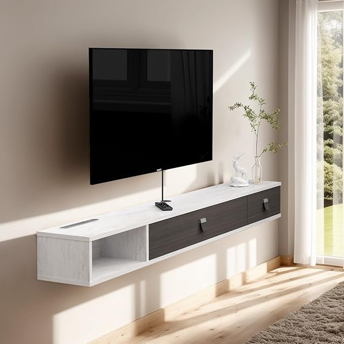 Pmnianhua Floating TV Shelf, Floating Media Console, Wall TV Console, Under TV by Pmnianhua