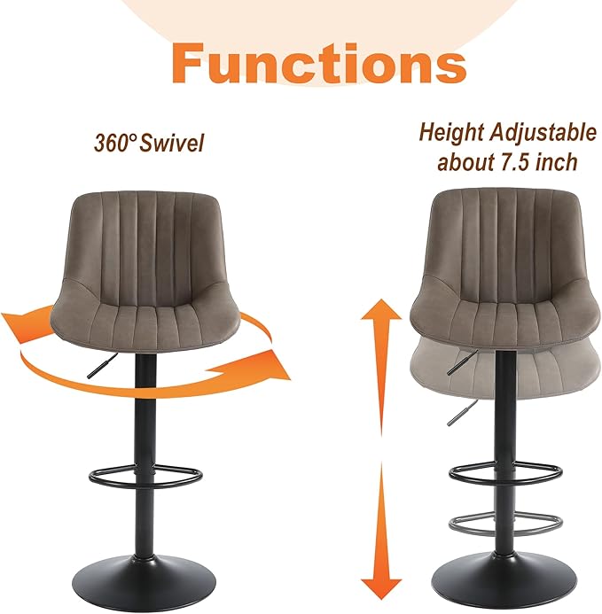 Bar Stools Set of 2, Swivel Counter Height Barstools - Image 7