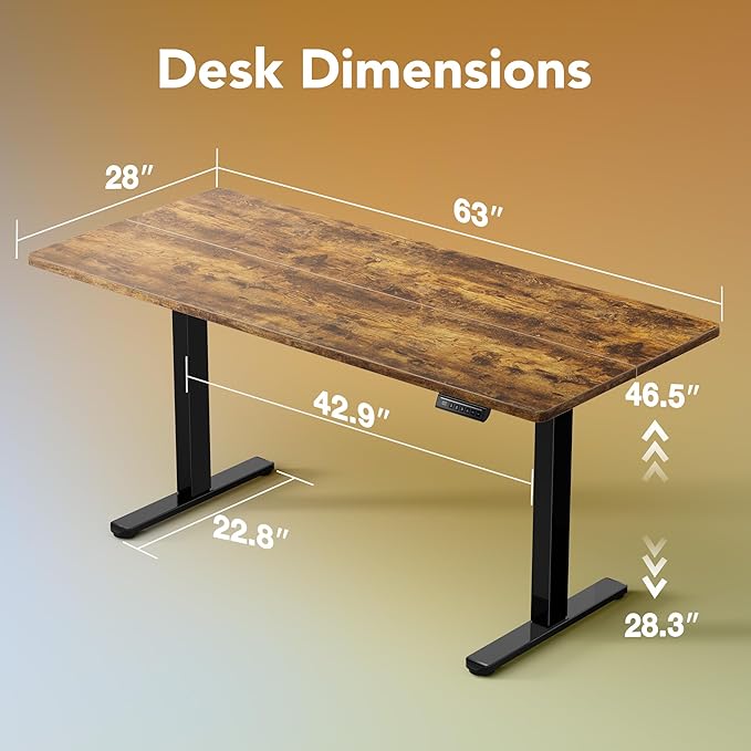 HUANUO 63 x 28 inch Electric Standing Desk Adjustable Height, 4 Memory Height - Image 2