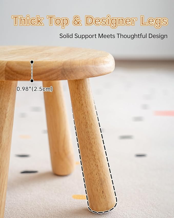 100% Solid Wood Mushroom Step Stool, Small Wooden Stool - Image 3