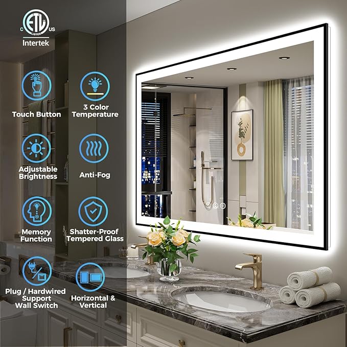 51x40 Inch LED Bathroom Mirror - Image 2