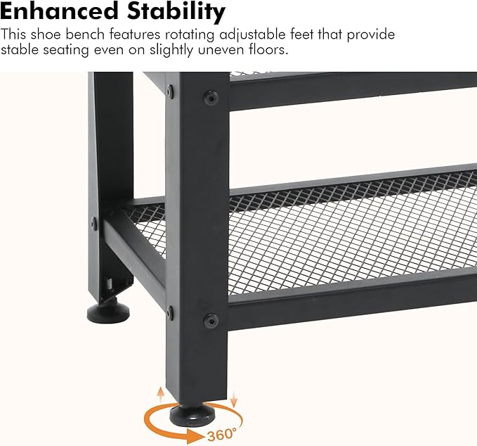 Apicizon 35.5" Shoe Rack Bench, 3-Tier Entryway Bench, - Image 6