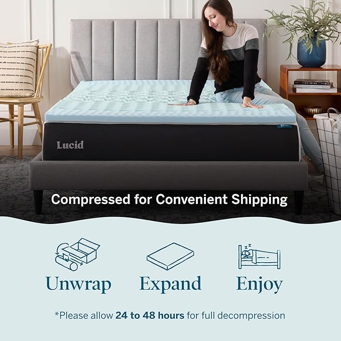 LUCID Mattress Topper, Twin XL, 2 Inch, Memory Foam Mattress Topper - Image 4