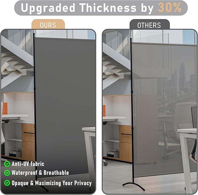 Room Divider Folding Privacy Screens, Portable Room Divider Panel 3 Panel - Image 2