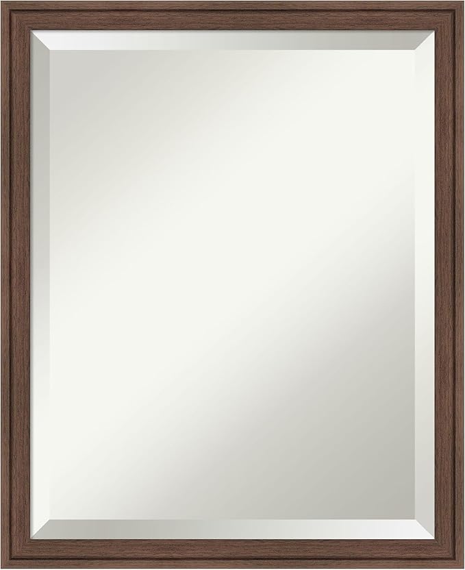 Amanti Art Brown Wall Mirror 22x18 Florence Medium Brown Rectangle Bathroom by AmantiArt