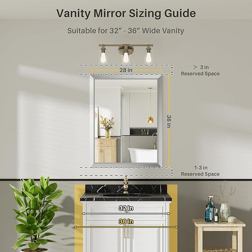 28x36 Inch Silver Bathroom Mirror - Image 2
