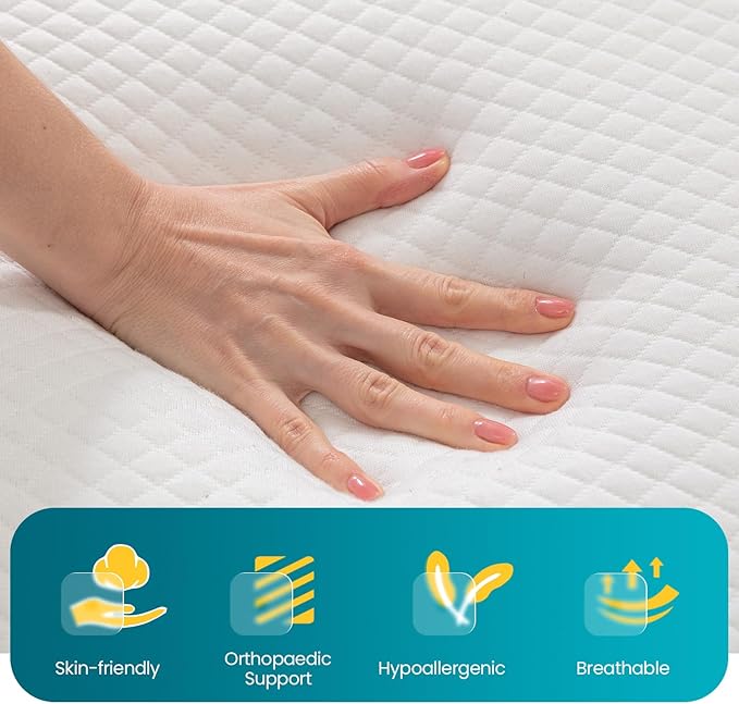FDW | 14 Inch King Mattress | Medium Firm | Gel Memory Foam Mattress | White | - Image 5