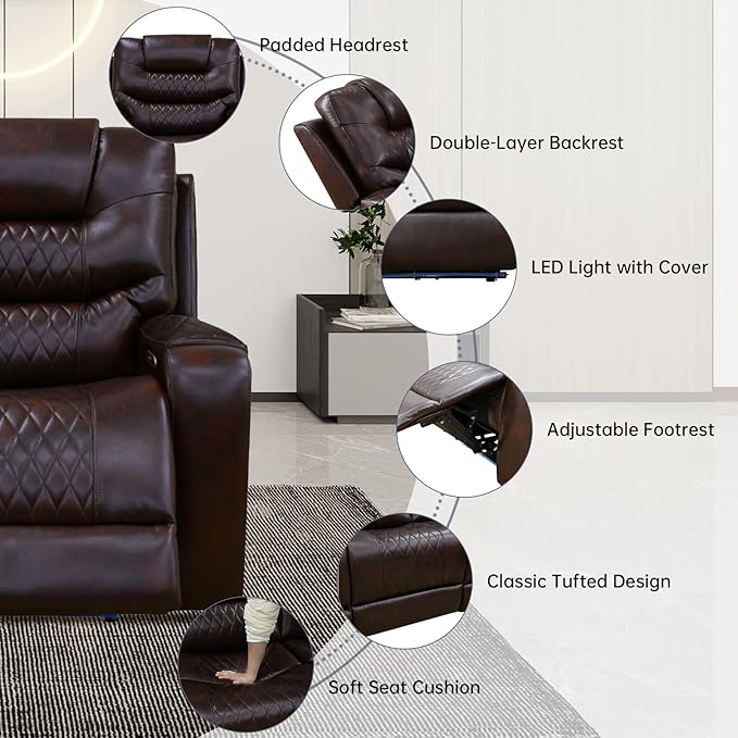 3+2+1 PU Leather Power Sectional Sofa Set, Living Room Furniture, Reclining - Image 3