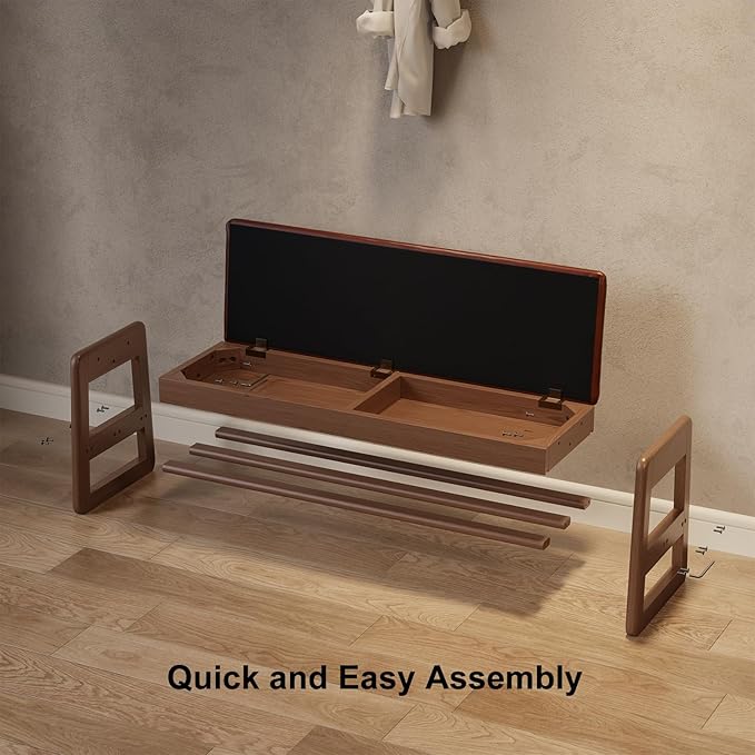 Small Shoe Bench with Leather Cushion, 2 Tiers Shoe Rack Bench with Flip-Top - Image 2